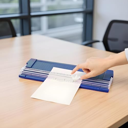 Paper Trimmer Cutter 10.5 Inch Precision Straight Slider | with Side Ruler Cardstock Cutter for Photo Cardstock Label Crafting Scrapbooking Supplies - color: Blue