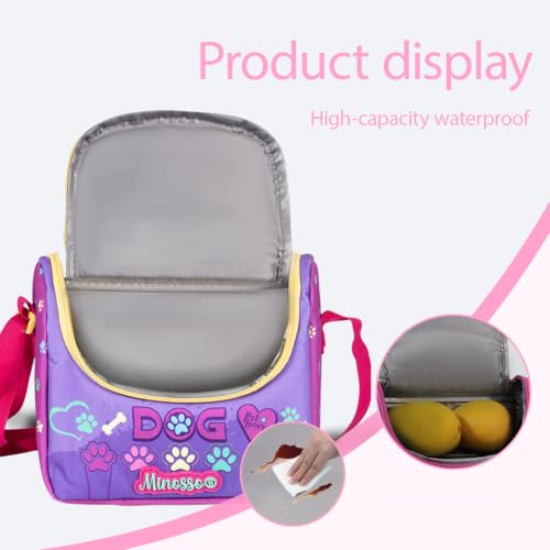 Insulated Lunch Bag for Kids Soft Bag Washable with Strap Reusable Toddler Lunch box School Supplies Food Carrier Snacks Picnic(Multi) - color: Dog