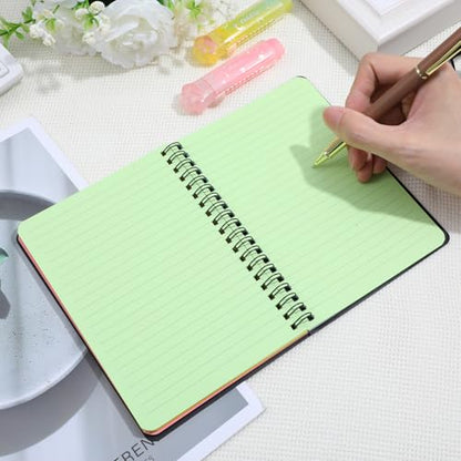 8 Pack Spiral Notebook – 5” x 7” Black PVC Cover College Ruled Journals, 100 Sheets/200 Pages – 7 Colors Vibrant Lined Paper Memo Pads for Learning Space, Office, and Gifting