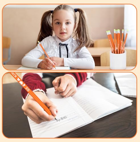 AmazingSpark 200 Pcs Anti Bullying Awareness Pencils Bulk Against Bullying Pencils Unisex Orange Motivational for Women Men Awareness Educational Learning Activities Teacher Office Unity Day