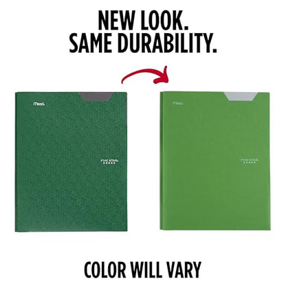 Five Star 2-Pocket Folder, Plastic Folder with Stay-Put Tabs and Prong Fasteners, Holds 8-1/2" x 11" Paper, Forest Green (72111) - color: Green, size: 1 Count (Pack of 1)