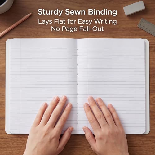 Composition Notebook, 80 Sheets / 160 Pages, 9.34 x 7.12 Inch, Ruled Paper, Durable Composite Cover Notebook for School, College & Office- Pack of 6 - size: Pack of 6