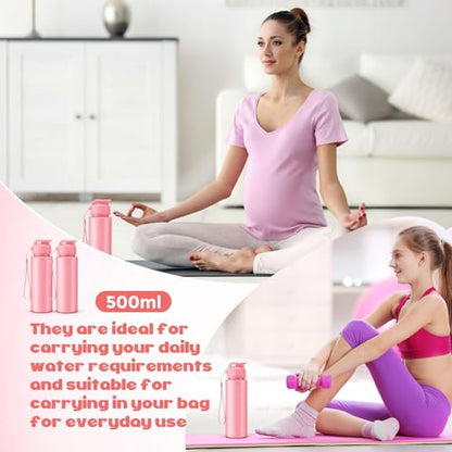 Mifoci 20 Pieces Water Bottle Bulk 17 oz Plastic Water Bottles Bulk Gym Sports Adults Reusable Large Bottles with Leak Proof Flip Top for Party Outdoor (Solid Pink) - color: Solid Pink