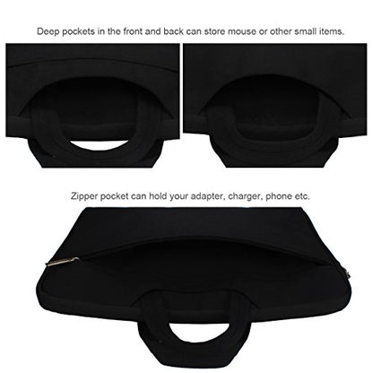 Arvok 13 13.3 14 Inch Water-Resistant Canvas Fabric Laptop Sleeve with Handle&Zipper Pocket/Notebook Computer Case/Ultrabook Carrying Bag for HP/Dell/Lenovo/A sus/Acer/Samsung, Black - color: Black, size: 13.3 inch
