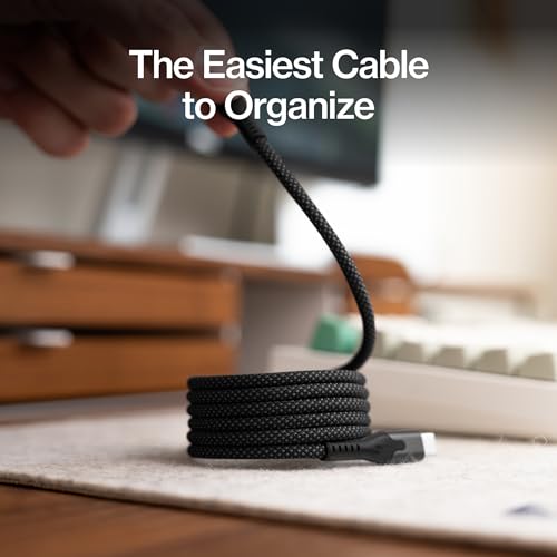 Statik MagStack Pro USB C to USB C Coiling Magnetic Charging Cable,100W | Nylon Braided Tangle-Free Design, Magnetic Coiling, Data Transfer, Compatible with iPhone & Android, 3FT Black - color: Black, size: 3ft, style: USB-C to USB-C