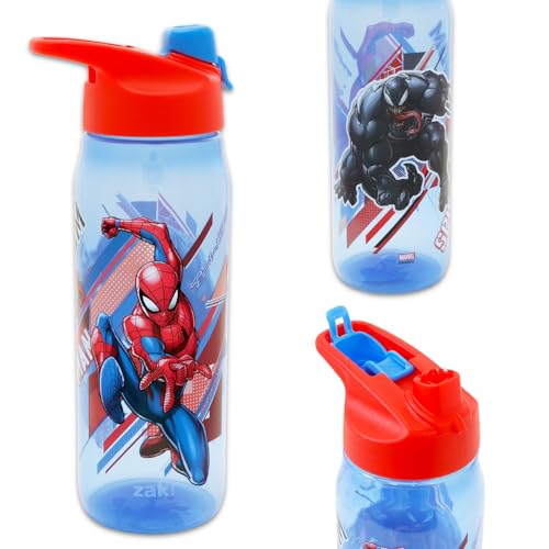 Marvel Spiderman Water Bottle Bundle School Supplies Set with 20 Oz Drinking Cup, Stickers, More | Spiderman Reusable Water Bottle Set