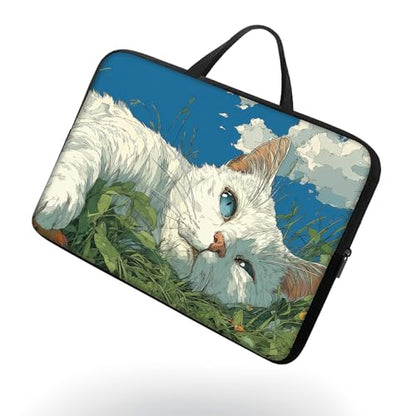 17 17.3 inch Laptop Sleeve with Handle, Cute Sleeping Cat Water‑Resistant Laptop Carrying Case for HP 17.3 inch Laptop/HP Envy 17/Dell Inspiron 17/Lenovo Ideapad 17.3 - color: Cute Sleeping Cat, size: 17-17.3 inch Devices