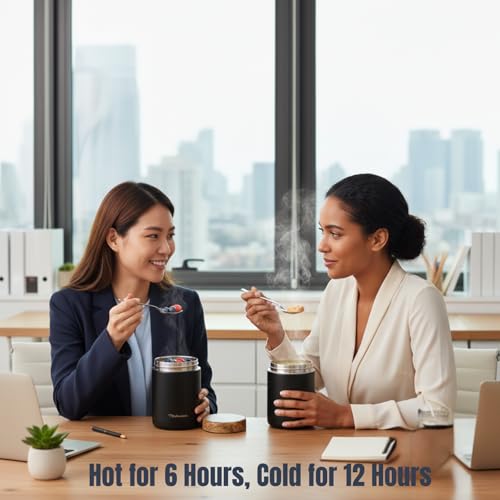 Stainless Steel Insulated Food Jar Set of 2 (16oz + 12oz) | Wide Mouth | Soup Thermo for Hot Food Lunch Container | Thermal LunchBox | Insulated Soup Bowl | Hot and Cold Lunch Box for Adults | Mocha - color: Mocha Brown