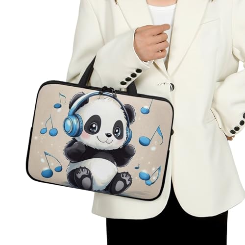 Cute Panda 17 Inch Laptop Sleeve for Women Protective Laptop Tote Bag Cover Compatible with Tablet Notebook Reader Water Resistant Computer Carrying Case with Handle - color: Cute Panda, size: 17inch