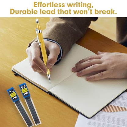8 PCS Metal Mechanical Pencil,Durable 0.9mm Drafting Pencil,Comes With 8 PCS of 9 mm lead pencil refills, Pencils Mechanical For Writing,Drawing & Gifting