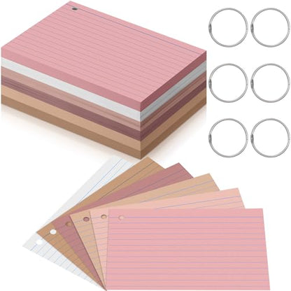 Epakh 300 Pieces Lined Index Cards 180 GSM Thick Flash Cards with Rings Notecards Punched Back to School for Studying Adults Home College Office(4 x 6 Inch,Yellow Series) - color: Yellow Series, size: 4 x 6 Inch
