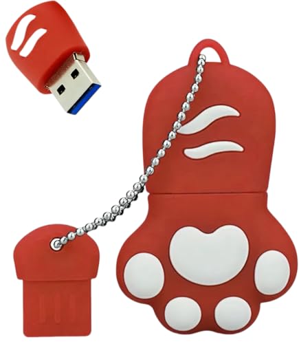 128GB USB 3.0 Flash Drive Cartoon Novelty Lovely Cat Paw Memory Stick Silicone Rubber Ainmal Pendrive Red - color: Catpaw-red, size: 128GB 3.0