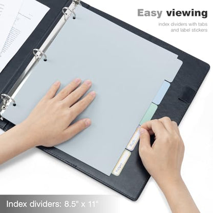 Ospelelf 3 Ring Clipboard Binder 1 Inch Leather for Letter Size (8.5" x 11"), Clipboard Binder with 5 Tab Dividers, Black - color: Black, size: Letter Size - 1 Inch
