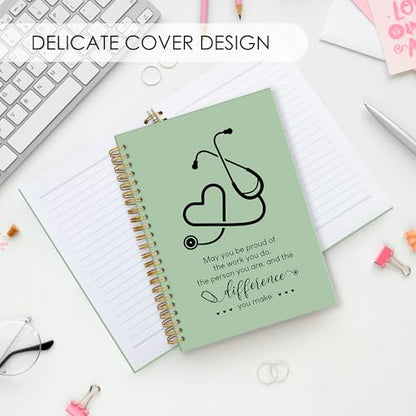 Fewgb Sage Green Nurse Spiral Notebook Gifts, RN Appreciation Thank You Gifts for Nurses Week Hardcover Lined Notebooks Journal for Office Work, Nursing School Student Future Nurse Notebook A5 5.5x8.3 - color: nurse-green