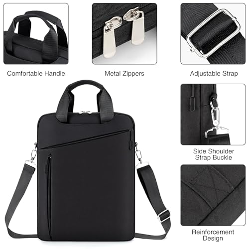 Laptop Case Shoulder Sleeve Bag Compatible with 14" MacBook Pro M5 M4 M3 M2 M1/13.6" MacBook air M4 M3 M2/13 MacBook Neo, Chromebook Notebook Portable Carrying Messenger Computer Bag, Black - color: Black