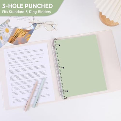 SKYDUE 8"x10.5" Spiral Notebook - College Ruled 100 Sheets, 1 Subject Notebook for School & Office, 3-Hole Punched Paper, Green - color: Green