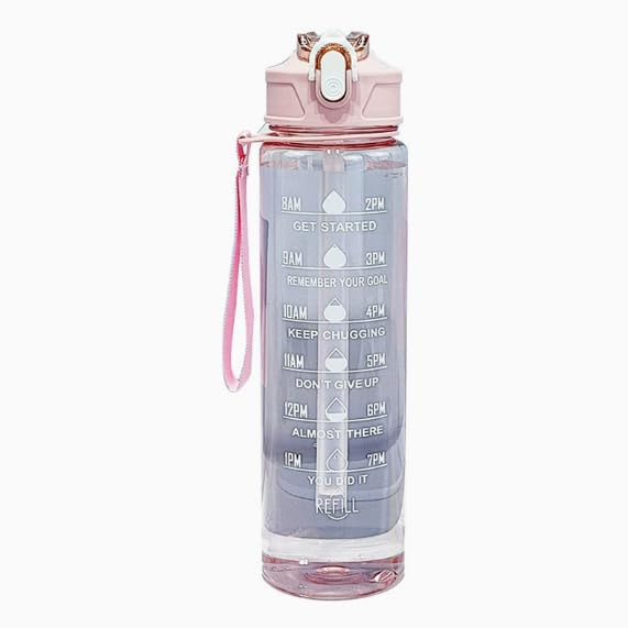 Motivational Time Marker Water Bottle, BPA-Free Leakproof Sports Water Bottle with Straw for Gym Fitness