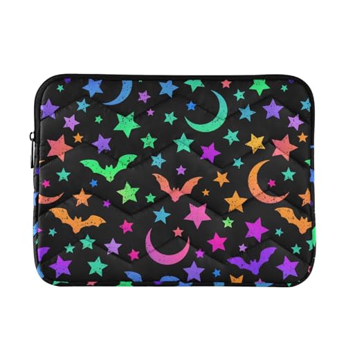 Bright Bats Moon and Stars Laptop Sleeve 13 inch Cute Laptop Bag 14 inch Waterproof Computer Bag for Women Laptop Accessories Computer Cover Bag for Tablet Men, A06D24018 - color: Bright Bats Moon and Stars