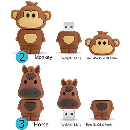 16GB USB Flash Drive Pack of 5 Pcs, BorlterClamp Cute Animal Pattern USB Drive Thumb Drive Memory Stick, Gift for Students and Children - color: Animal Pattern Lions 16GB*5