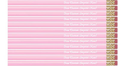 Express Pencils™ Personalized Pencils - Round - Custom Imprinted with name or message - Made in Usa - Customizable -12 piece pkg (Pastel Pink) - color: Pastel Pink