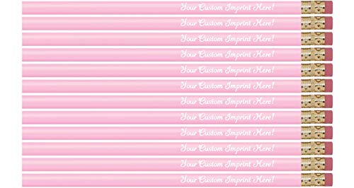 Express Pencils™ Personalized Pencils - Round - Custom Imprinted with name or message - Made in Usa - Customizable -12 piece pkg (Pastel Pink) - color: Pastel Pink