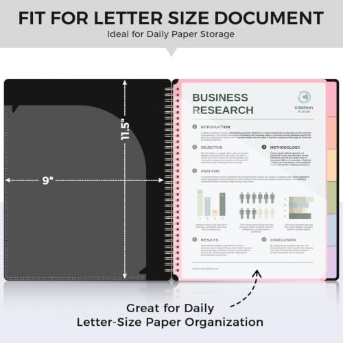 SKYDUE 12 Pocket Organizer, Spiral Multi Pocket Folder Binder with Dividers, Black Organize Notebook - color: Black