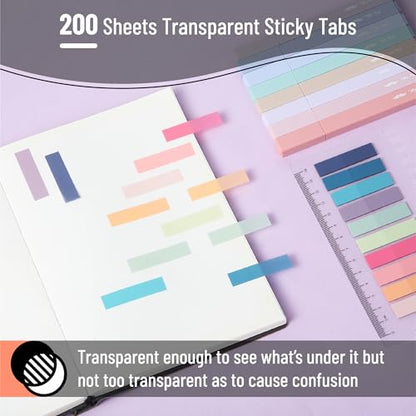 Mr. Pen- Aesthetic Highlighters and Gel Pens, 16 Pack | 200 Sheets Transparent Sticky Tabs, Fine Point 0.7mm - color: Vibrant