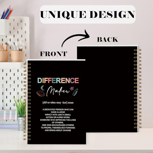 LRVSYUIN Teacher Spiral Notebooks for Women Men, Difference Maker Teacher Journal for Appreciation Inspiration, Thank You Gift for Teacher Coworker Boss (B08) - style: Difference Maker