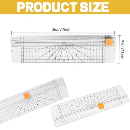 Paper Cutter Slider Small,14” Two-Way Paper Trimmer Built-in Measuring Tape
