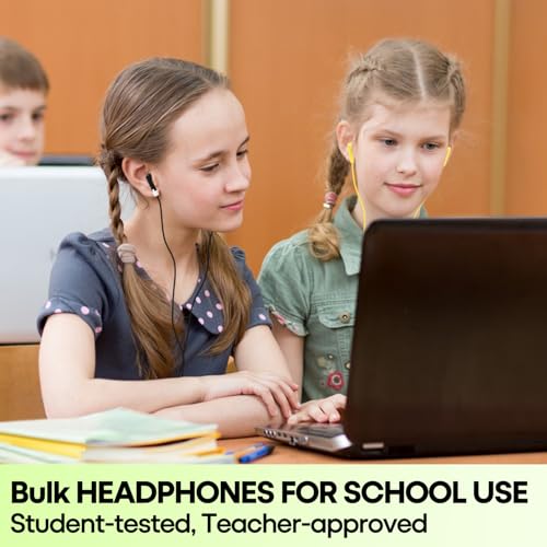100 Packs Earbuds Bulk Classroom Headphones, Individually Bagged, Wholesale Students Wired Earphones with 3.5 mm Jack for Classroom School Library Museums and More (HY01,100 Mixed) - size: 100 Pack