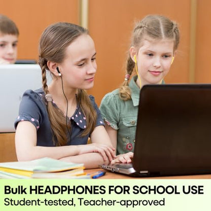 100 Packs Earbuds Bulk Classroom Headphones, Individually Bagged, Wholesale Students Wired Earphones with 3.5 mm Jack for Classroom School Library Museums and More (HY01,100 Mixed) - size: 100 Pack