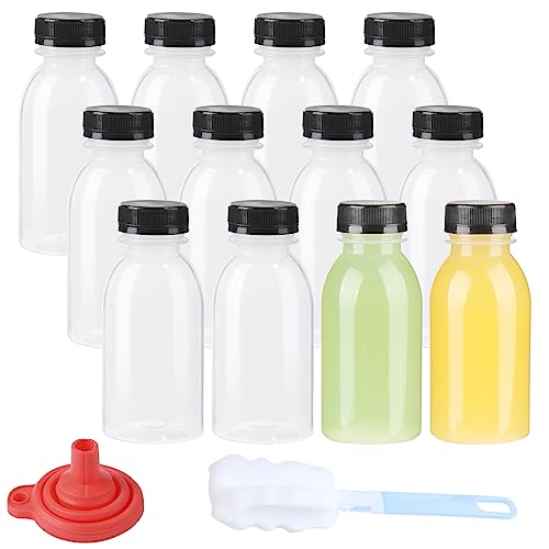 zmybcpack 12 Pack 8oz PP Plastic Juice Bottles With Caps Dishwasher Safe | Plastic Smoothie Bottles Heat-Resistant, Reusable Bulk Beverage Containers with lids for Juice, Beverage - size: 8oz 12pack