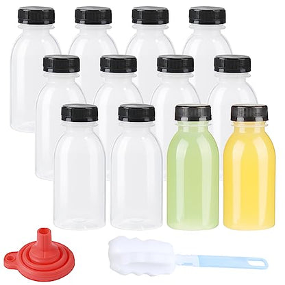 zmybcpack 12 Pack 8oz PP Plastic Juice Bottles With Caps Dishwasher Safe | Plastic Smoothie Bottles Heat-Resistant, Reusable Bulk Beverage Containers with lids for Juice, Beverage - size: 8oz 12pack