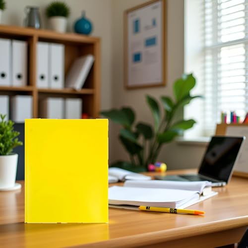 1Pcs 2Pocket Yellow Plastic Pocket Folders with Prongs,Muticolor Heavy Duty Folder Business Card Holder,Poly for School and Office, with Pockets Back to School Supplies Folders Filing Products