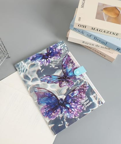 Cute Expanding File Folder - 5 Pockets Accordion Document Organizer, Waterproof Poly Plastic, A4/Letter Size for School Office Home - Butterfly Purple - style: Butterfly Purple