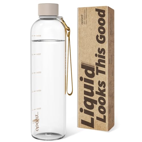 Opard Slim Water Bottle 32oz, Dishwasher Safe Plastic Water Bottle BPA-Free, Leakproof Screw Top, Clear Cream, Reusable for Travel School Sport Gym Hiking - color: Clear Cream(32oz), size: 32 Ounces