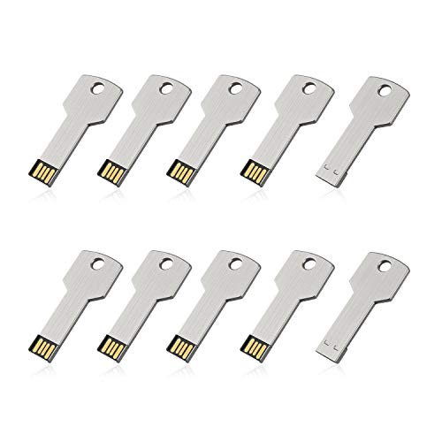 RAOYI 10 Pack 4GB USB Flash Drive USB 2.0 Metal Key Shape Memory Stick Thumb Drive Pen Drive-Silver - color: Silver, size: 4GB