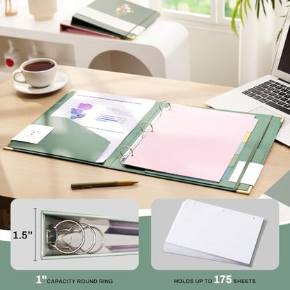 Ovesmusl Hardcover Spiral Notebooks 6.1" X 8.4" + Aesthetic 3 Ring Binder 1 Inch
