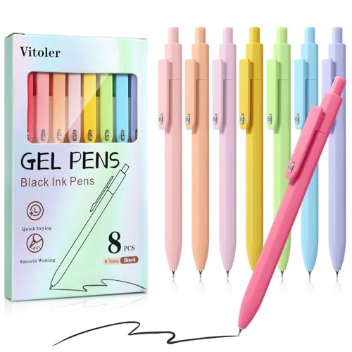 Piochoo Gel Pens, 0.5mm Quick Dry Black Ink Fine Point Smooth Writing Pens for Office School Supplies Stocking Stuffers for Women Girls Nurse Teacher - color: Morandi Colors