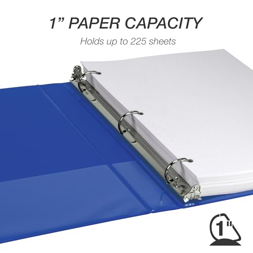 Samsill Durable 1 Inch Binder, D Ring Binder, Customizable Clear View Cover, Blueberry, Holds 225 Pages - color: Blueberry, size: 1 Pack, style: 1 Inch