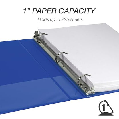Samsill Durable 1 Inch Binder, D Ring Binder, Customizable Clear View Cover, Blueberry, Holds 225 Pages - color: Blueberry, size: 1 Pack, style: 1 Inch