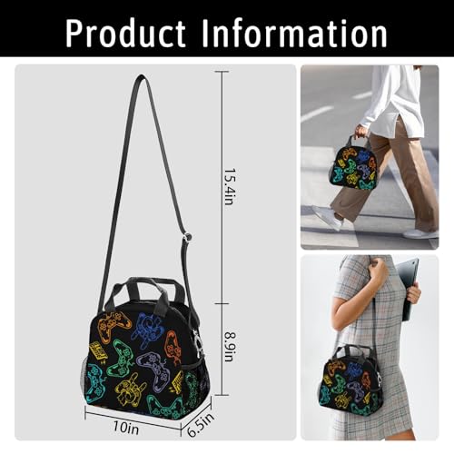 Game Lunch Bag Reusable Insulated Lunch Box Large Capacity Meal Tote for Kids Boys Girls Cooler Bag Waterproof Adjustable Shoulder Strap Gaming Lunch Tote for Work School Picnic Travel Hiking - color: Game03