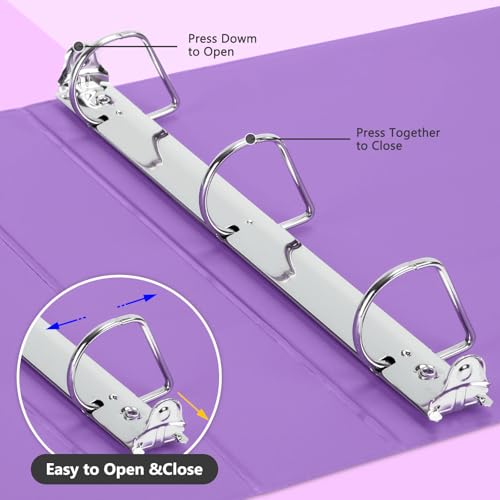 ViVin 튼튼한 3.8cm(1.5인치) 3링 바인더, 포켓 포함, 슬랜트 D 링, PVC 프리, 맞춤형 클리어 뷰 바인더, 21.6 x 27.9cm(8.5 x 11인치) 용지 350장 보관, 6팩 (퍼플) - color: 핑크, size: 1.5인치