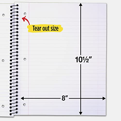 Five Star Spiral Notebook, 5 Subject, Wide Ruled Paper, 8" x 10-1/2", 200 Sheets, Tidewater Blue & Fire Red, 2 Pack (930082) - color: Tidewater Blue, Fire Red