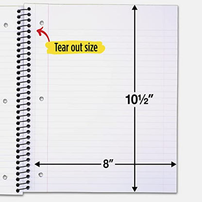 Five Star Spiral Notebook, 5 Subject, Wide Ruled Paper, 8" x 10-1/2", 200 Sheets, Tidewater Blue & Fire Red, 2 Pack (930082) - color: Tidewater Blue, Fire Red