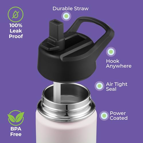 SIPX™ 12 oz Insulated Water Bottle with Straw Lid – Leakproof Stainless Steel, BPA-Free, Easy to Carry – Perfect for School, Camp, Sports & Travel – Gradient Mint Pink - color: Gradient Mint Pink
