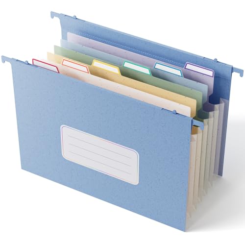 Wheat Straw Expanding Hanging File Folders, File Organizer, 1.2" Accordion Pockets, Large Capacity, Letter Size for Filing Cabinet, 100% BPA Free, Return to Nature, Healthy Living-UN Blue - color: Un Blue, style: 1 pack