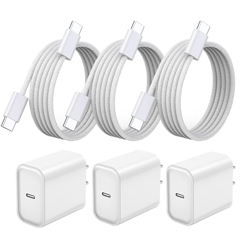 아이폰 17 16 15 프로 맥스 충전기 고속 충전 3팩 20W 애플 고속 충전기 | 코드가 있는 USB C 블록 아이폰 17/17 프로 맥스/17 에어/16/16e/16 플러스/16 프로/16 프로 맥스/15/15 프로 맥스/아이패드 프로/에어팟용 코드 포함 - color: 우븐, size: 3피트