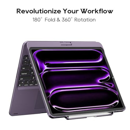 edaiser Swivel Keyboard Case iPad Air/Pro 13" & Pro 12.9" 3rd-6th Purple | 360° Rotatable Cover, Pencil Holder, Trackpad | Backlit |for iPad Air 13" (M2/M3/M4), Pro 13" M4 M5, Pro 12.9" (3rd-6th Gen) - color: Metallic Purple, size: iPad Pro/Air (12.9"/13"