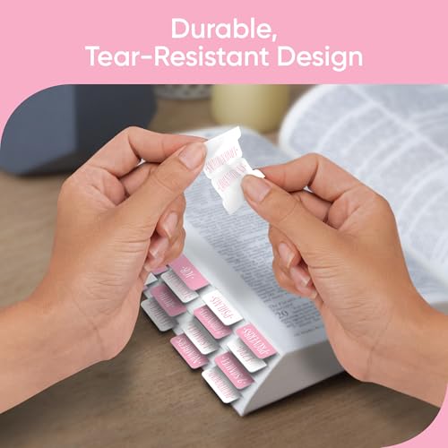 EssexWares - Pink and White Checkerboard Bible Tabs for Old and New Testament, 80 Large Print Tabs for Bible Study, Water-Resistant and Durable Index Tabs for Women and Men - 1.7" Wide - color: Pink and White Checkerboard